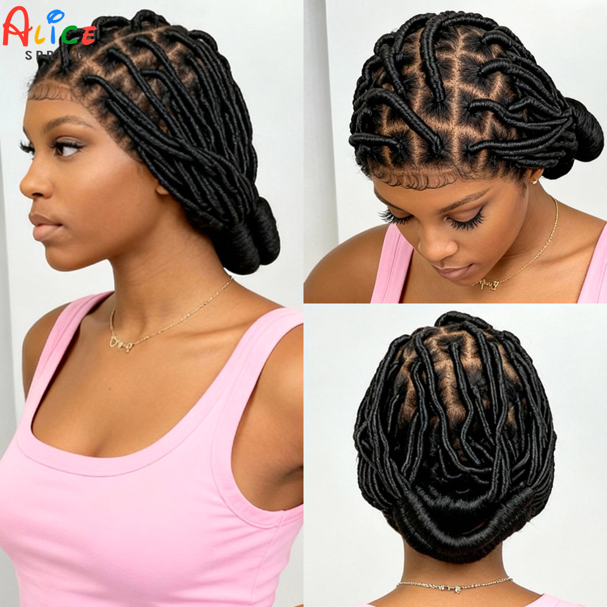 Synthetic Braided Wigs For Black Women - باروكات بانتو المجدولة الاصطناعية، باروكات كاملة