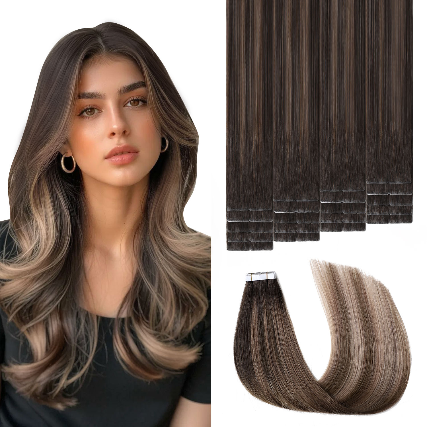 Invisible Tape In Extensions Real Hair - وصلات شعر 