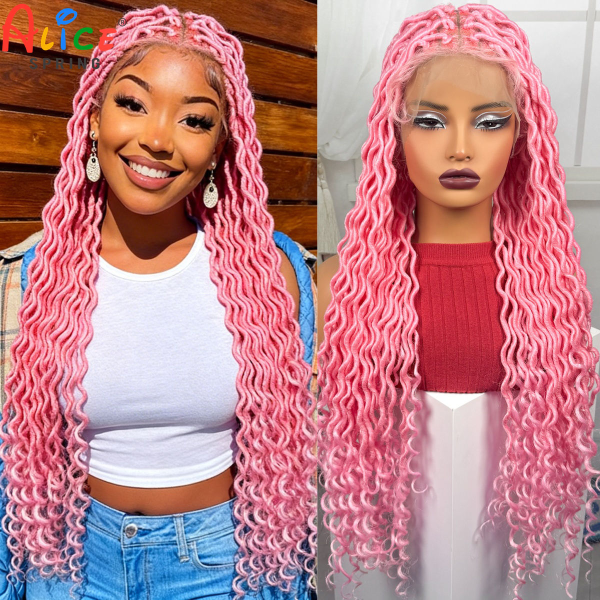 Synthetic Braided Wigs For Black Women - شعر مستعار صناعي مجدول بالكامل باللون