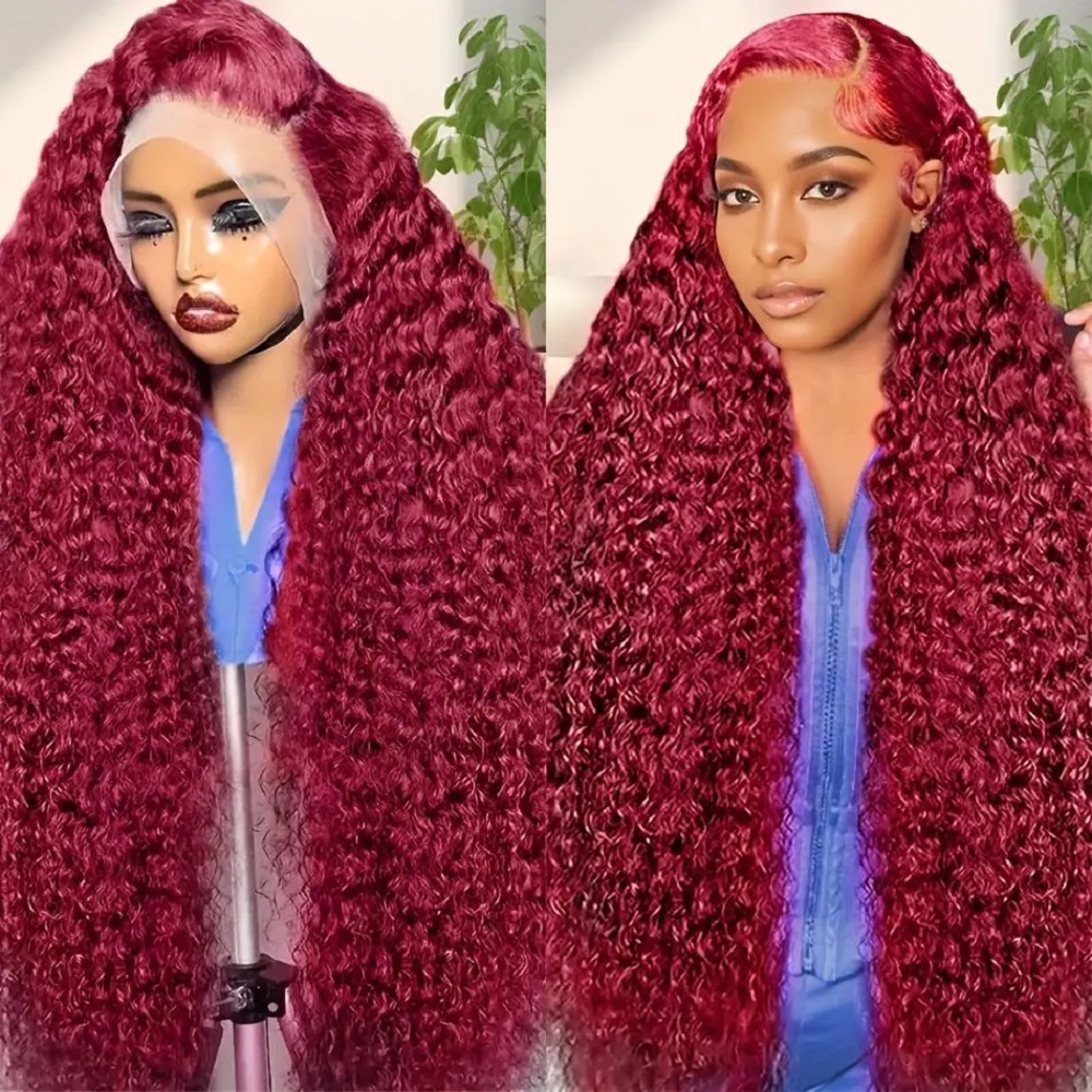Human Hair Wigs - شعر مستعار بشري مموج عميق بلون