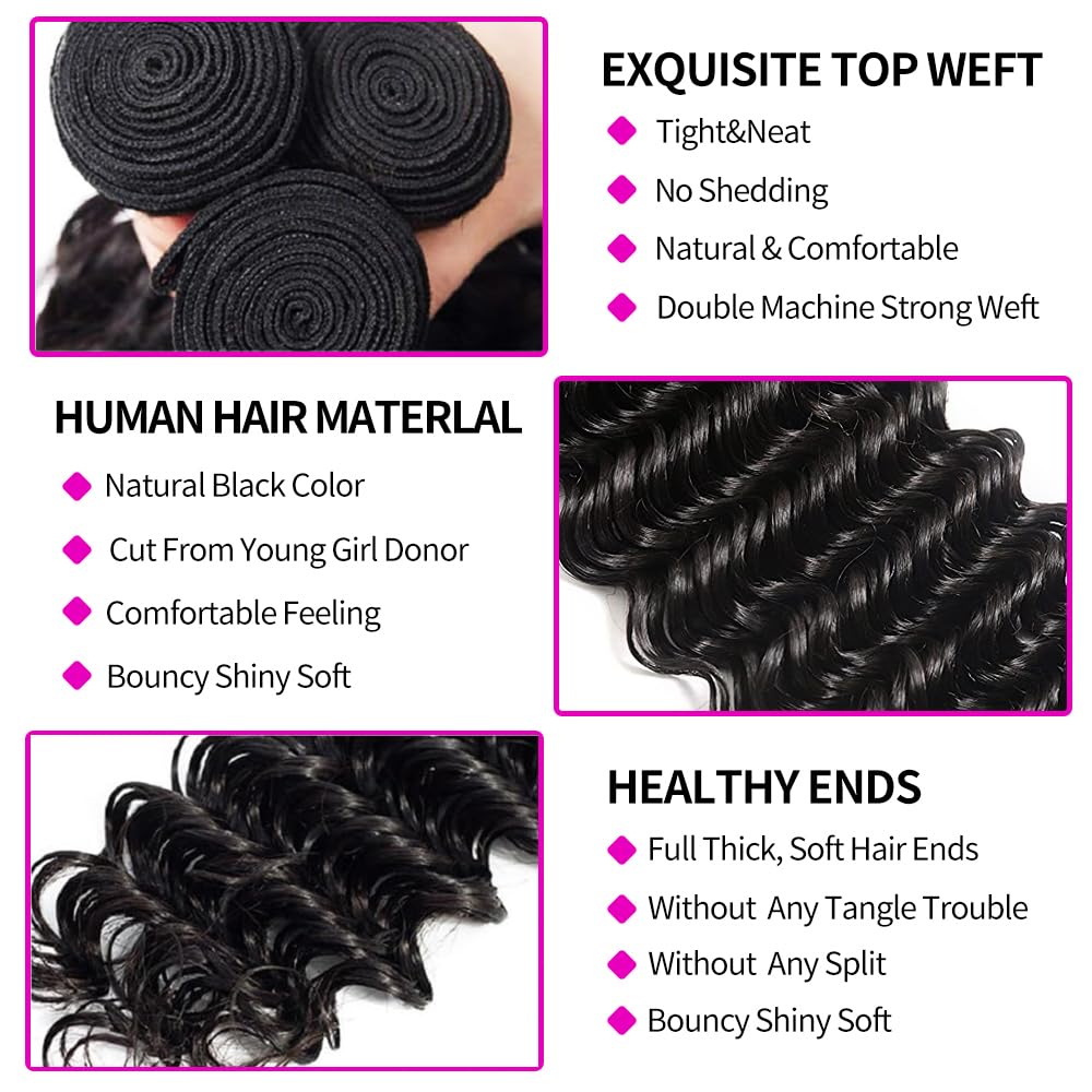 حزم شعر مموج عميق مع إغلاق 4x4 - مراجعة Deep Wave 3 Bundles With Closure وسعره