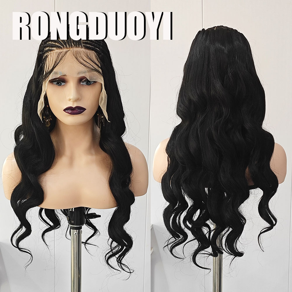 RONGDUOYI شعر مستعار صناعي أسو - مراجعة Synthetic Braided Wigs For Black Women وسعره