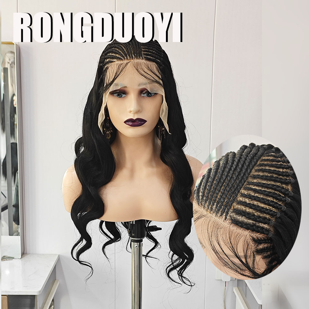 RONGDUOYI شعر مستعار صناعي أسو - مراجعة Synthetic Braided Wigs For Black Women وسعره