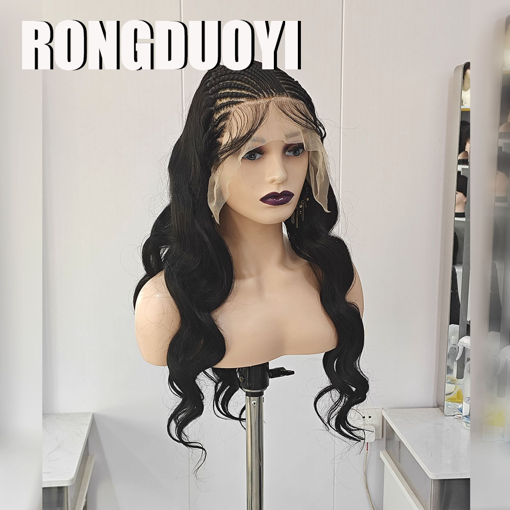RONGDUOYI شعر مستعار صناعي أسو - مراجعة Synthetic Braided Wigs For Black Women وسعره